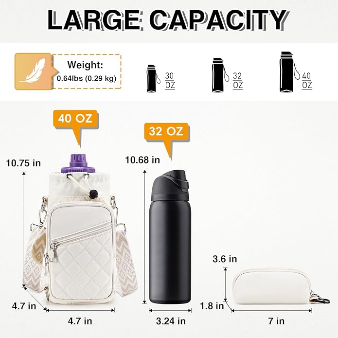 AGLOD Water Bottle Carrier Bag with Strap, Water Bottle Holder Crossbody Bags for Women Men for Walking, Hiking,Cycling