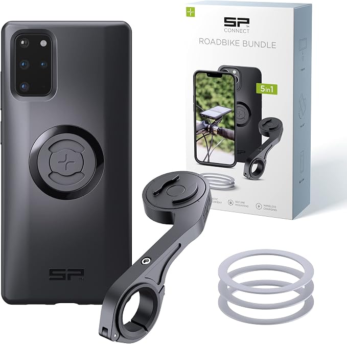 SP CONNECT Road Bike Bundle | SPC+ | Compatible with Samsung S20+ | Bike Phone Mount | Bicycle Accessories and Bike Phone Holder | Cell Phone Holder Black