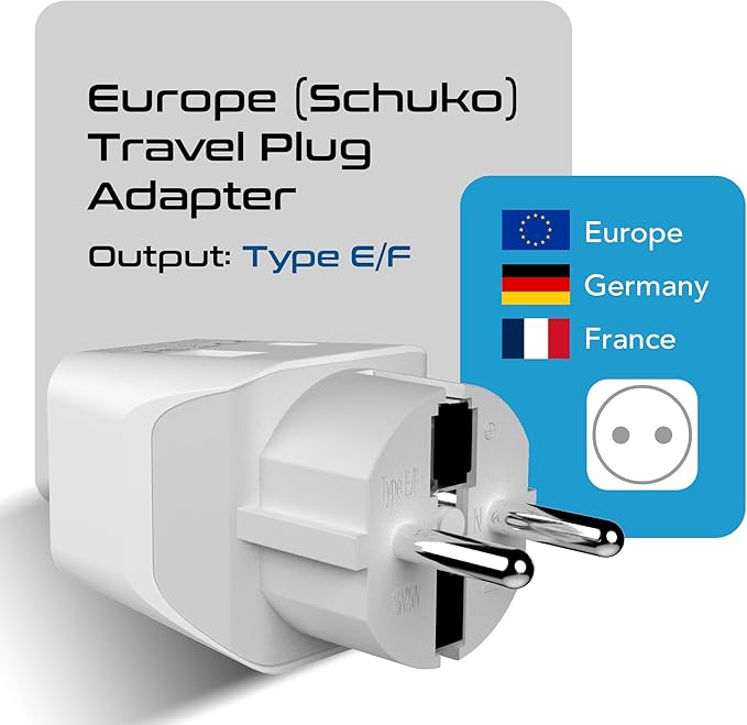 Ceptics European Travel Plug Adapter – Compact Type C & F Adapter with USB-C & A + USA Input – Safe Grounded Schuko Adapter – Travel Charger for France, Germany & More – CTU-9-9C-PK | European Adapters for Travel, Type C & E/F, Grounded Schuko Adapter ...