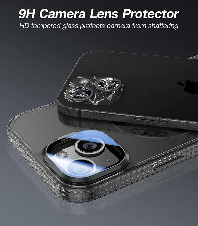 [Upgraded] for iPhone 15 Case with Camera Cover Stand [Fit for MagSafe][9H Camera Lens Protector] Mil-Grade Protection Transparent Magnetic iPhone 15 Phone Case, Clear Black