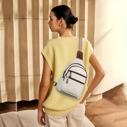Leresas Sling Bag for Women Crossbody Bags Fanny Pack Sling Purse Backpack Vegan Leather Shoulder Bag Gifts Travel Handbag Anti Theft Beige
