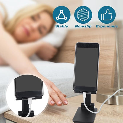 24 Pcs Cell Phone Stand for Desk Phone Holder Stand Foldable Angle Height Adjustable Portable Holder Tablet for Office Travel Photography (Black)