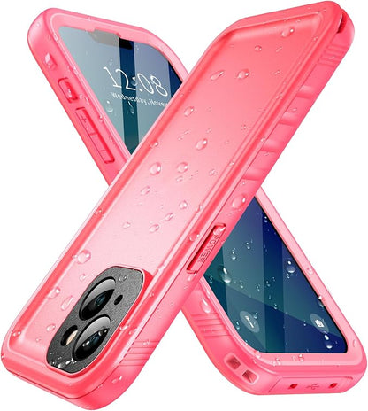 SPORTLINK for iPhone 14 Waterproof Case - Built-in Shockproof Dustproof Screen Protector - Heavy Duty Dropproof/Full Body 360 Protection/Cover for iPhone 14 6.1 Inch Pink