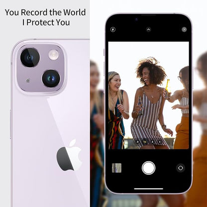 2 Packs Camera Lens Protector for iPhone 14 Plus/iPhone 14 Matte Finish Aluminum Alloy [No Glass Lens Cover] [Unobstructed Shooting] [Case Friendly] [Premuim Metal] Purple