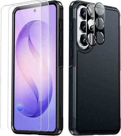 SPIDERCASE Designed for Samsung Galaxy S26 Plus Case, [10 FT Military Grade Drop Protection], 2 Pack [Tempered Glass Screen Protector+Camera Lens Protector] Heavy Duty Shockproof Case, Black