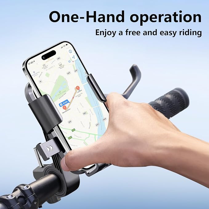 LELEKUAI Bike Phone Mount for Motorcycle & Ebike – Anti-Shake Handlebar Phone Holder, Universal Cell Phone Mount, Easy Install, Fits iPhone & Android