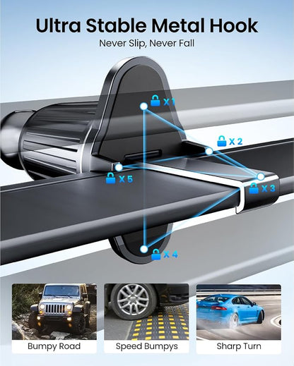 REEVAA Military Grade Car Vent Phone Mount [Metal Hook, Ultra Stable], Universal Cell Phone Air Vent Holder, Car Accessories Compatible with iPhone 17 Air Pro Max 16 15 Samsung Ultra S24 S25