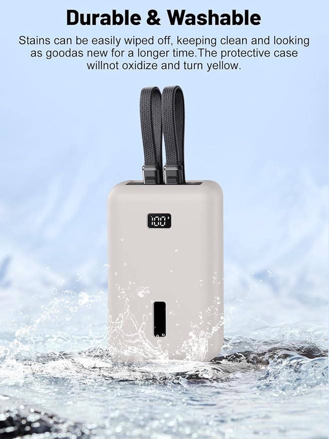 for Anker Zolo Power Bank 2025 20,000mAh 30W A1681/A1689,Silicone Protective Case, Shockproof Cover with LCD Display Visible, Anti-Lost Strap, Precision Cutouts for All-Port Charger (Grey)