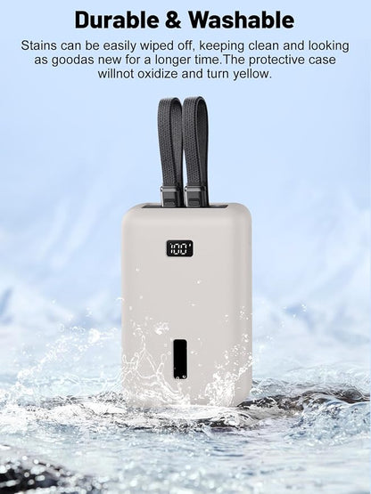 for Anker Zolo Power Bank 2025 20,000mAh 30W A1681/A1689,Silicone Protective Case, Shockproof Cover with LCD Display Visible, Anti-Lost Strap, Precision Cutouts for All-Port Charger (Grey)