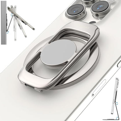 Magnetic Phone Ring Holder for MagSafe Phone Grip & Kickstand, Strong Dual-Sided Magnets Compatible with MagSafe Car Mount Gym for iPhone 17/16 Pro Max 15/14/13/12 and Android Phone Cases (Titanium)