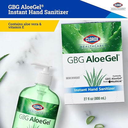 Clorox Healthcare GBG AloeGel Hand Sanitizer Refill Bag in a Box - Moisturizing Hand Sanitizer Gel with Aloe Vera and Vitamin E - Soothes & Moisturizes - For Use With Dispenser, 27 Fl Oz - 12 Pack