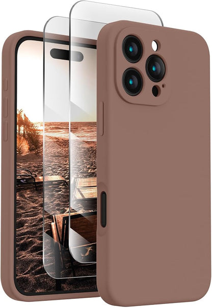 FireNova Designed for iPhone 16 Pro Max Case, Silicone Upgraded [Camera Protection] Phone Case, Soft Anti-Scratch Microfiber Lining Inside, 2024, Light Brown