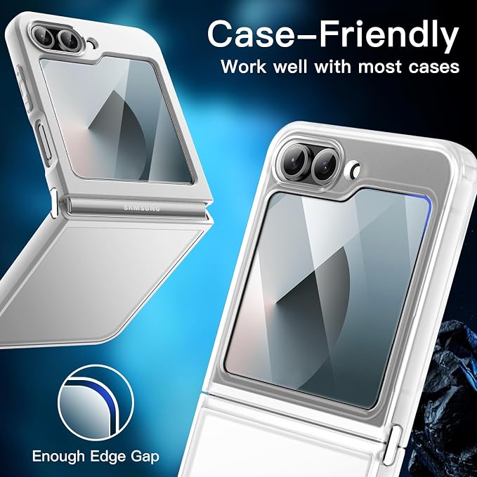 JETech Front Screen Protector for Samsung Galaxy Z Flip 7 FE/Flip 6, 3-Pack | Tempered Glass, Easy Installation Tool, HD Clear, Case-Friendly