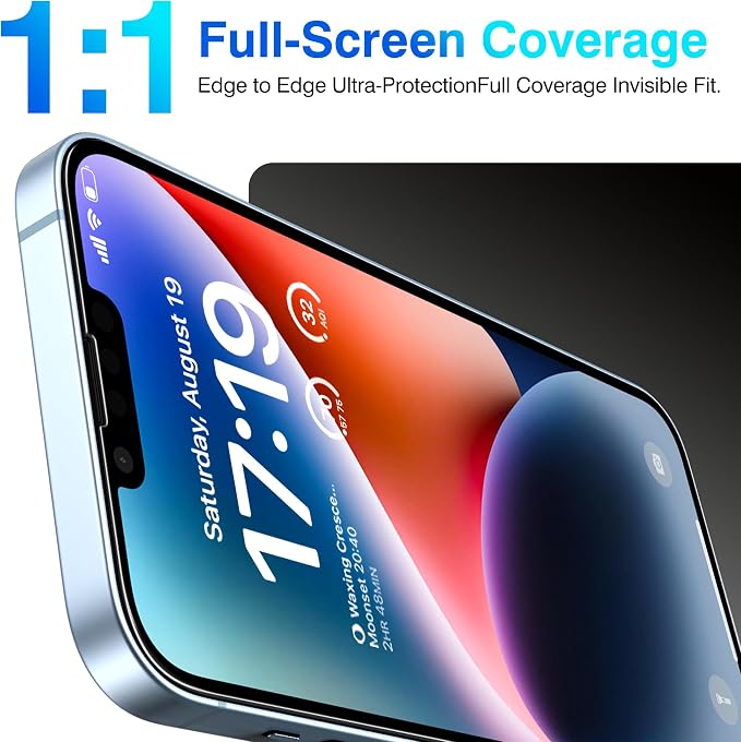 EZ-GLAZ- 4 Pack for iPhone 14 Plus Screen Protector [6.7"] With 2 Pack Camera Lens Protector, 9H+ Hardness 12FT Military Grade Shatterproof Scratch Resistant Durable Tempered Glass Film with Flawless Fit Kit, HD Clear