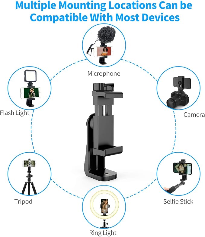 Owine Universal Dual Cell Phone Tripod Mount Adapter Premium Smartphone Clamp, Compatible with iPhone,Samsung Galaxy,Note,Lg,All Smartphones Perfectly.Connects to Tripod, Monopod, Selfie Stick