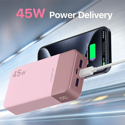 J2621 Power Bank Portable Charger 20000mAh 45W, PD3.0 QC 4.0 Fast Charging Battery Pack with LED Display,2 USB-C,2 USB-A for iPhone 15 16, MacBook