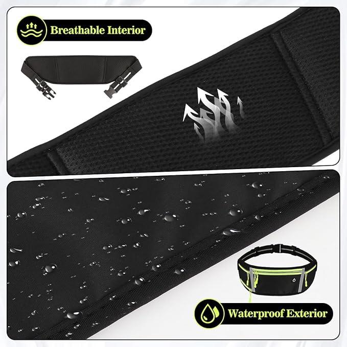 Slim Running Belt Fanny Pack for Men Women, Waist Bag, Large Capacity, Ultra-Thin Design, Waterproof, Runners Pouch Waist Pack, Phone Holder for Running Sports Walking Traveling