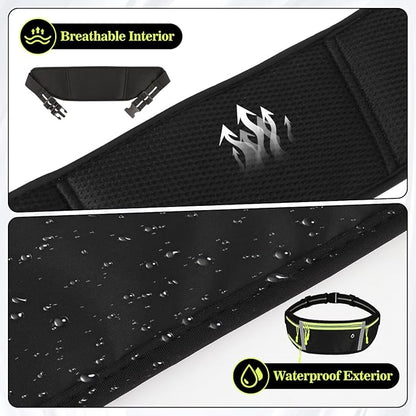 Slim Running Belt Fanny Pack for Men Women, Waist Bag, Large Capacity, Ultra-Thin Design, Waterproof, Runners Pouch Waist Pack, Phone Holder for Running Sports Walking Traveling