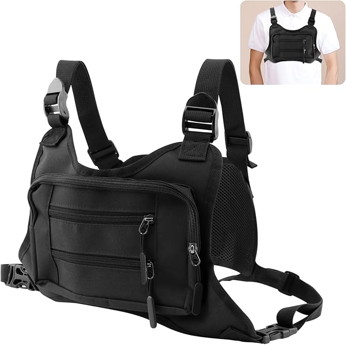 PUXING Sports Chest Bag For Men Women Tactic-al Vest Running Vest Bag With Built Phone Holder Chest Pack for Hiking