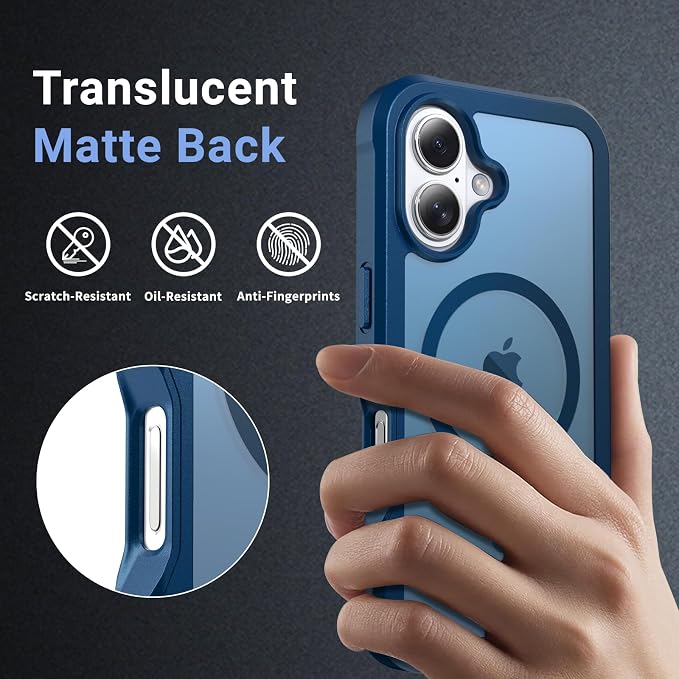 jaroco Magnetic for iPhone 16 Case, [Compatible with MagSafe][Military Grade Drop Protection][Heavy Duty Protection][Non-Slip][Shockproof] 2-Layer Durable Bumper Phone Case 6.1''-Deep Blue