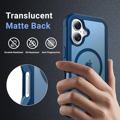 jaroco Magnetic for iPhone 16 Case, [Compatible with MagSafe][Military Grade Drop Protection][Heavy Duty Protection][Non-Slip][Shockproof] 2-Layer Durable Bumper Phone Case 6.1''-Deep Blue