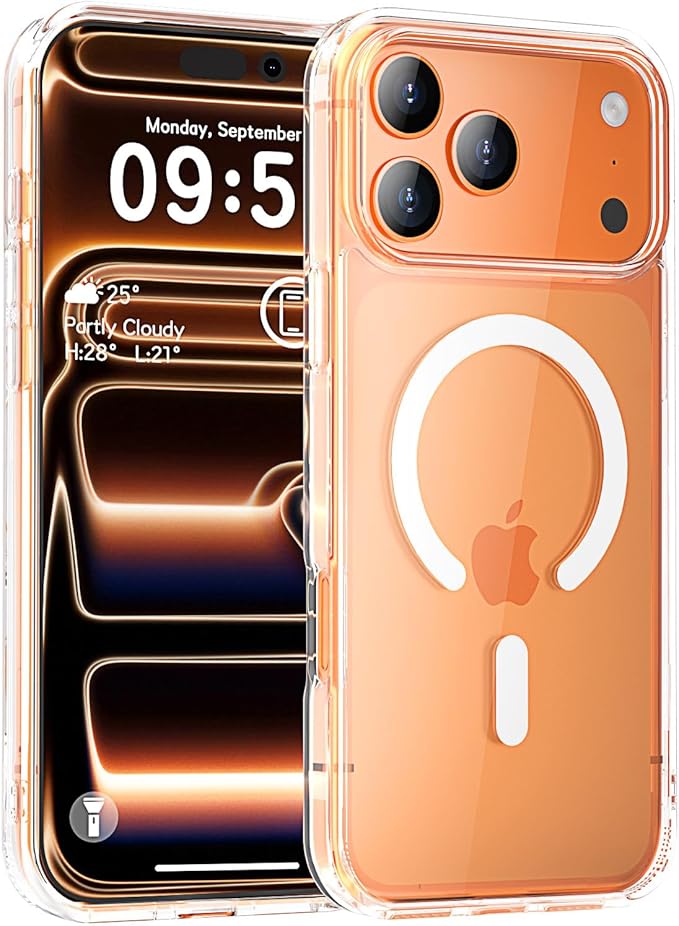 MOCCA Magnetic for iPhone 17 Pro Max Case Clear,（Anti-Yellowing）(Compatible with Magsafe) 16FT Military Grade Protection Anti-Fingerprint Slim Shockproof Protective Transparent Phone Cover 6.9", Clear