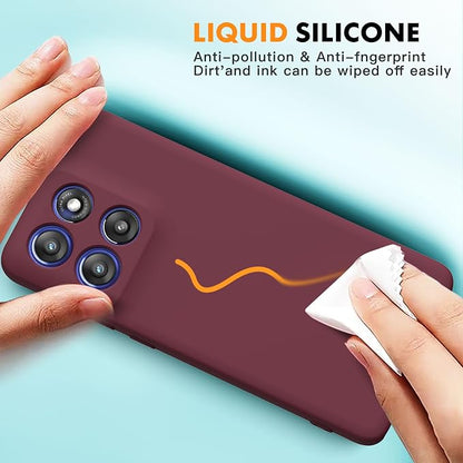 Case for Motorola Moto G Stylus 5G 2025, 2 Pack Tempered Glass Screen Protectors, Soft TPU Liquid Silicone Shockproof Gel Case-Burgundy
