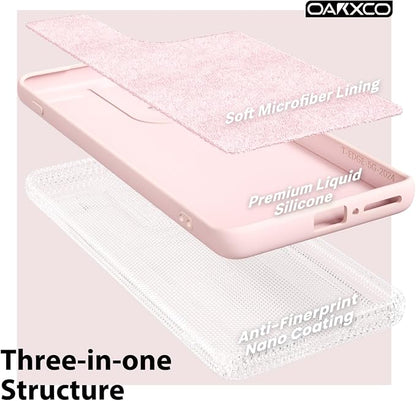 oakxco for Motorola Moto Edge 2024 Phone Case Liquid Silicone, Thin Slim Soft Rubber Gel TPU Plain Protective Simple Cover for Women Girl Cute, Matte Solid Color Aesthetic, Pink Sand