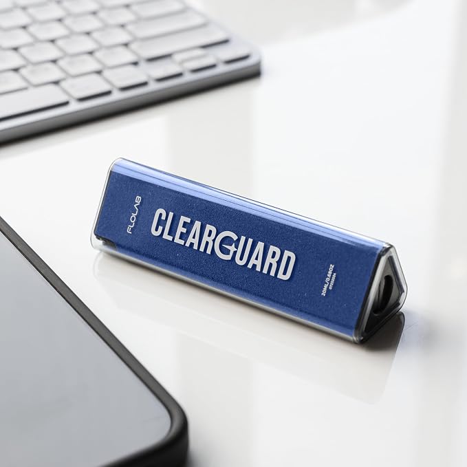 FLOLAB Clear Guard Screen Cleaner for iPhone, Mobile Phone, Laptop, Tablet, Spray and Microfiber Cloth All in one, Easy to Clean, Portable - Sapphire Blue