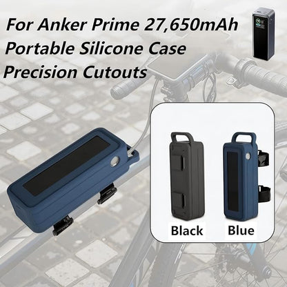 XBERSTAR Silicone Case Compatible with Anker Prime 27,650mAh Portable Cover with Handle and Hook & Loop Straps (Black)