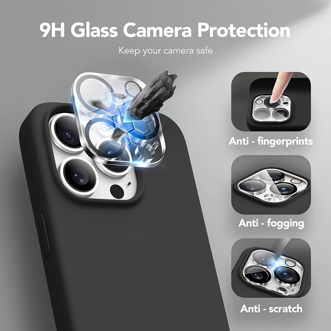 GONEZ Magnetic for iPhone 15 Pro Case, Compatible with MagSafe, [Screen Protector + Camera Lens Protector], Silicone Shockproof Anti-Scratch Protective Phone Case 6.1 inch, Black
