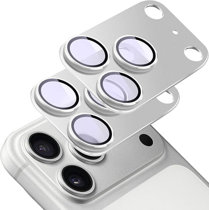 2 Pack Camera Lens Protector for iPhone 17 Pro Max,[Not Easy to Breakn ] AR Tempered Glass Strong Adsorption Metal Camera Cover Screen-Silvery
