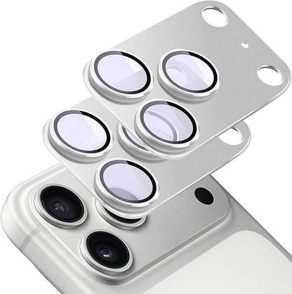 2-Pack Shatterproof Camera Lens Protector for iPhone 17 Pro Max |AR Tempered Glass Strong Adsorption Metal Camera Cover Screen(Silvery)