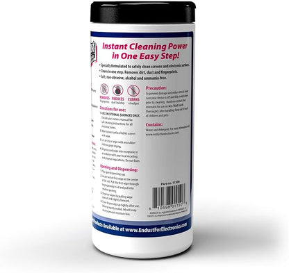 Endust For Electronics Screen Cleaner Wipes, Electronics Surface Cleaning Wipes, For Tablet, E-Reader, Monitor, Laptop, Phone, TV, GPS, Pre-Moistened, Alcohol & Ammonia Free, 140 Count (Pack of 2) (11506+12596)