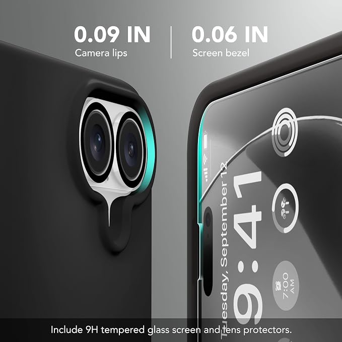 GONEZ Magnetic for iPhone 16 Case, Compatible with MagSafe, [Screen Protector + Camera Lens Protector], Liquid Silicone Shockproof Protective Phone Case for iPhone 16 6.1", Black