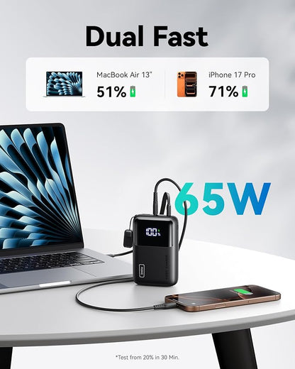 INIU Power Bank, 20000mAh 65W Ultra Compact USB C Laptop Portable Charger, PD QC Fast Charging 3-Output External Battery Pack for Laptop MacBook iPad Tablet Steam Deck iPhone 17 16 15 Pro Samsung S24