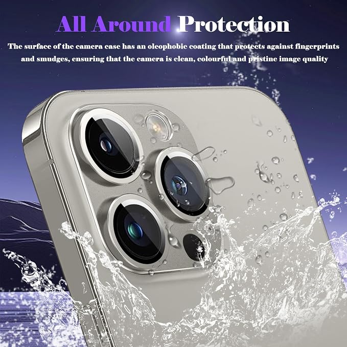 Camera Lens Protector for iPhone 16 Pro/iPhone 16 Pro Max Camera Lens Protector [Strong Adsorption] [Not Easy to Break] Metal Tempered Glass Rear Camera Screen Cover - Titanium Gray