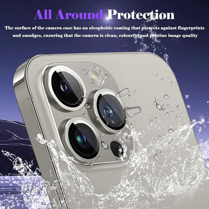 Camera Lens Protector for iPhone 16 Pro/iPhone 16 Pro Max Camera Lens Protector [Strong Adsorption] [Not Easy to Break] Metal Tempered Glass Rear Camera Screen Cover - Titanium Gray