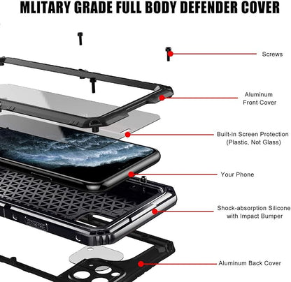 Mitywah Waterproof Case for iPhone 11 Pro, Heavy Duty Military Grade Shockproof Cover Built-in Screen Protection, Rugged Thick Full Body Protect Metal Case for iPhone 11 Pro, Black