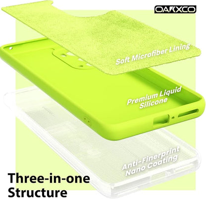 oakxco for Motorola Moto Edge Plus 2022/Edge Plus 5G UW 2022 Phone Case Liquid Silicone, Neon Bright Solid Color, Thin Slim Soft Rubber Gel Matte TPU Plain Simple Cover for Women, Lime Neon Green