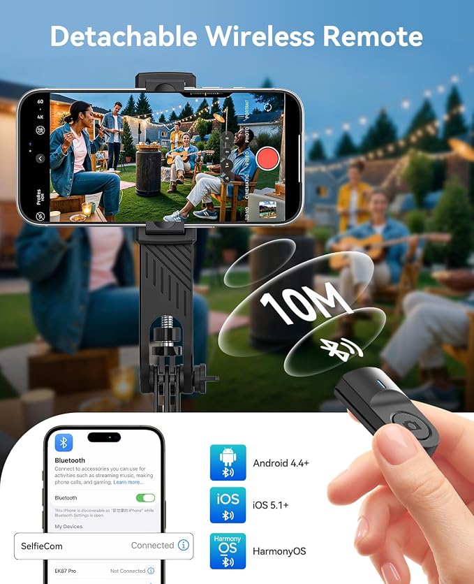 ORICO 75" Phone Tripod & Selfie Stick - 360° Rotatable Handle + Phone Holder for Multi-Angle Shooting, Wireless Remote, Extendable Stand for iPhone/Android/Camera/GoPro, Travel/Vlog/Recording - SPM190