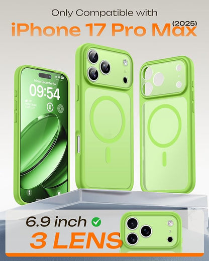 TOCOL for iPhone 17 Pro Max Case, Compatible with Magsafe Charger, Full Camera Protection, Translucent Matte for iPhone 17 Pro Max Phone Case 6.9 inch (Light Green)