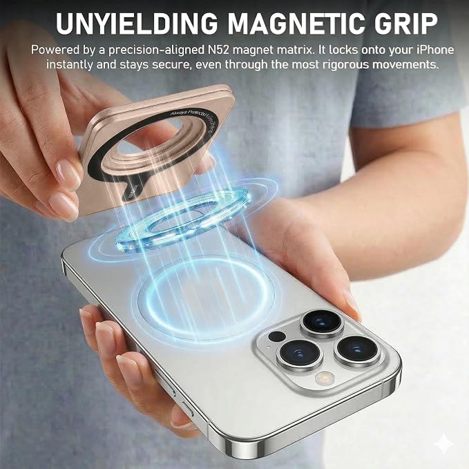 Magnetic Tripod for iPhone, Aluminium Phone Tripod Stand Compatible with Magsafe iPhone 17/16/15/14/13/12 Series, Foldable Strong Magnetic Phone Stand & Travel Essentials Accessories