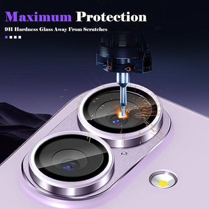Camera Lens Protector for iPhone 17 Camera Lens Protector [Strong Adsorption] [Not Easy to Break] Metal Tempered Glass Rear Camera Screen Cover - Purple