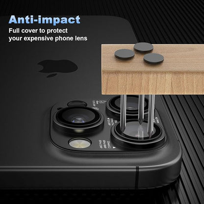 [2 PACK for iPhone 14/15/16 Pro & Pro Max Camera Lens Protector with parameters printing,Tempered Glass Camera Cover Screen - Black