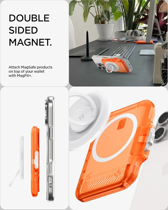 Spigen for MagSafe Wallet, Heavy Duty Hardshell Magnetic Card Holder Compatible with iPhone 17/16/15/14/13/12 Pixel 10 Series MagSafe-Cases Pixelsnap Holds 5-6/7-8 Cards