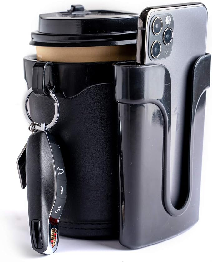 Bike Cup Holder Handlebar with Cell Phone Keys Holder Bicycle Drink Beer Holder Black