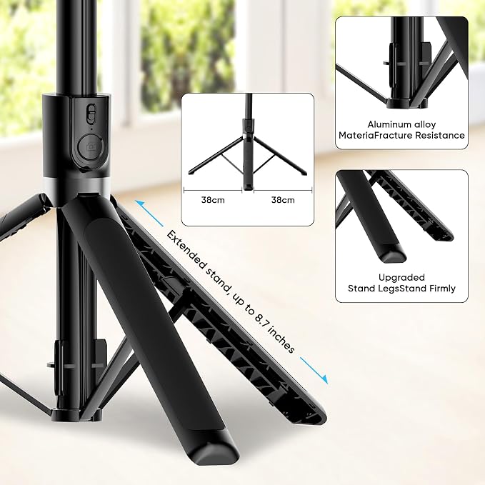 71’’ Tall Selfie Stick Tripod with Remote, 180cm Extendable Phone Tripod Stand with 360° Rotation, Portable Travel Tripod for iPhone 16 15 14 13 12 Pro Max Android GoPro