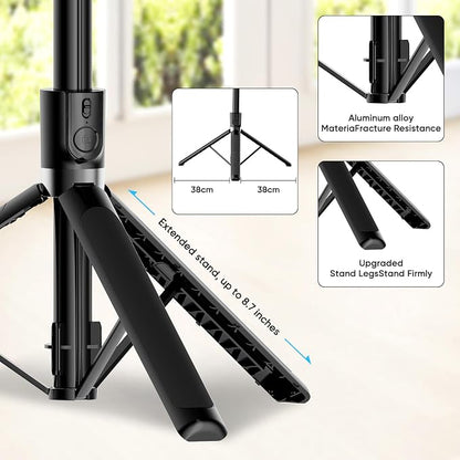 71’’ Tall Selfie Stick Tripod with Remote, 180cm Extendable Phone Tripod Stand with 360° Rotation, Portable Travel Tripod for iPhone 16 15 14 13 12 Pro Max Android GoPro