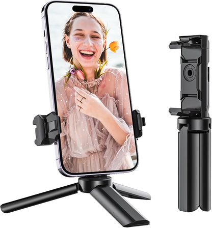 Anozer Mini Tripod with Universal Phone Holder & Cold Shoe, Lightweight Phone Stand & Camera Tripod, Compatible with iPhone 14 Pro Max/14 Pro, GoPro, Webcam, Mini Projector